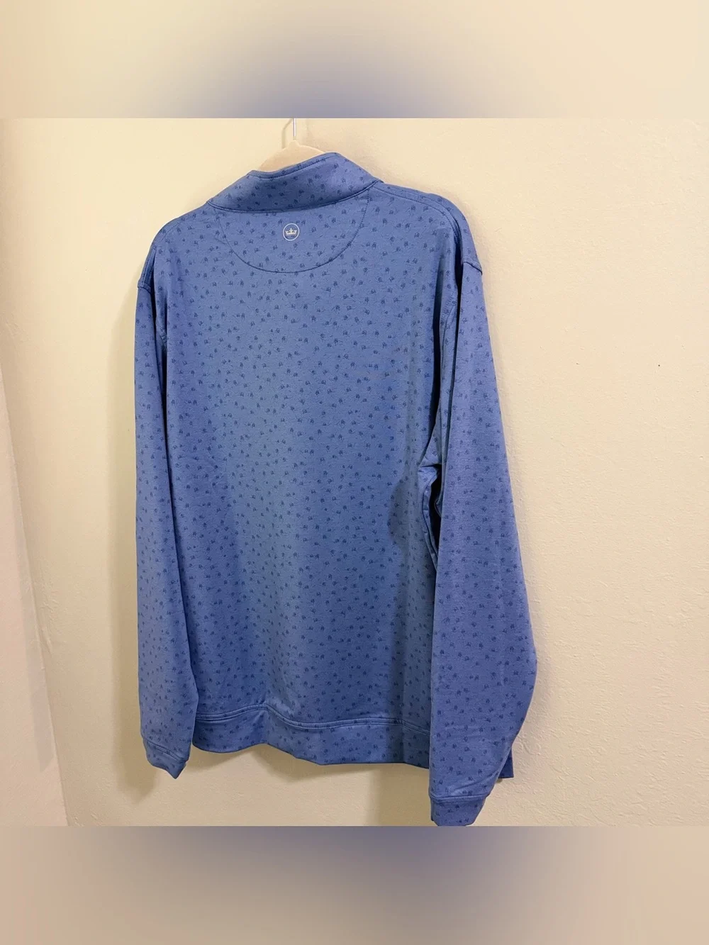 Peter Millar Perth Carts Performance Quarter Zip Pullover Blue Print NWT Men L